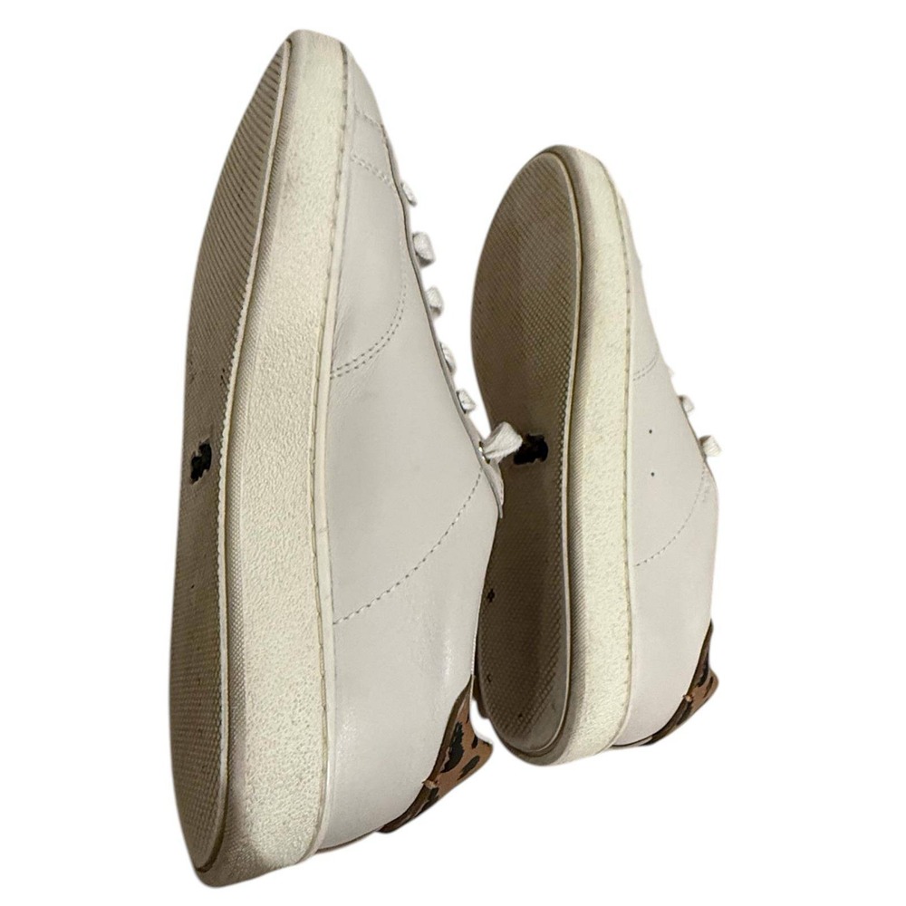Coach Leather Low Top Sneakers White Leopard Print Heel Horse Carriage Logo 9.5 - Picture 3 of 6